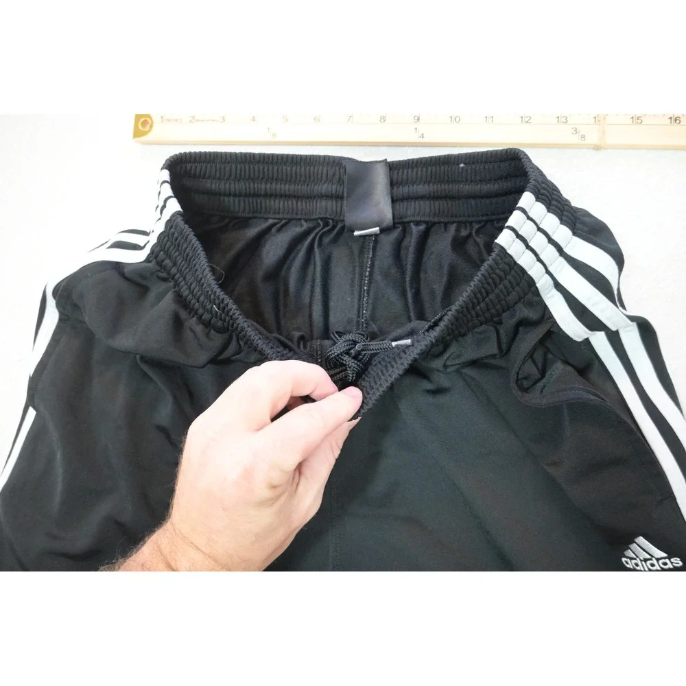 Adidas Track Sweat Pants Mens Medium Black White Stripes Athletic Excellent